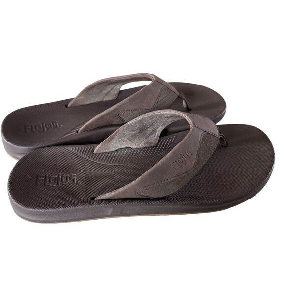 Flojos Men's Jorge 2.0 Faux Leather Arch Support Flip Flops Brown Size 11 - Picture 3 of 8